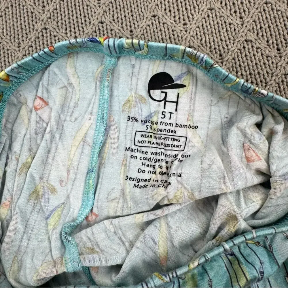 George Hats Kids Blue Fly Fishing Print Pajama Set ~ 5T